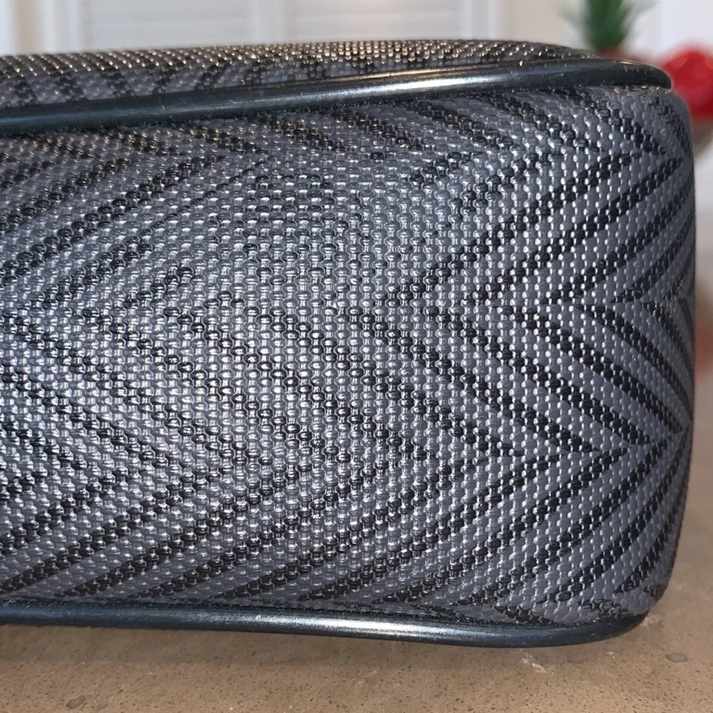 Vtg Mark Cross Signature Coated Canvas Herringbone Flap Crossbody Handbag